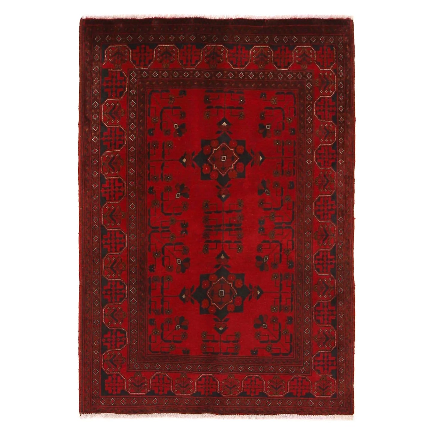 Red Khal Mohammadi Afghan Hand-knotted Rug (KM-424)