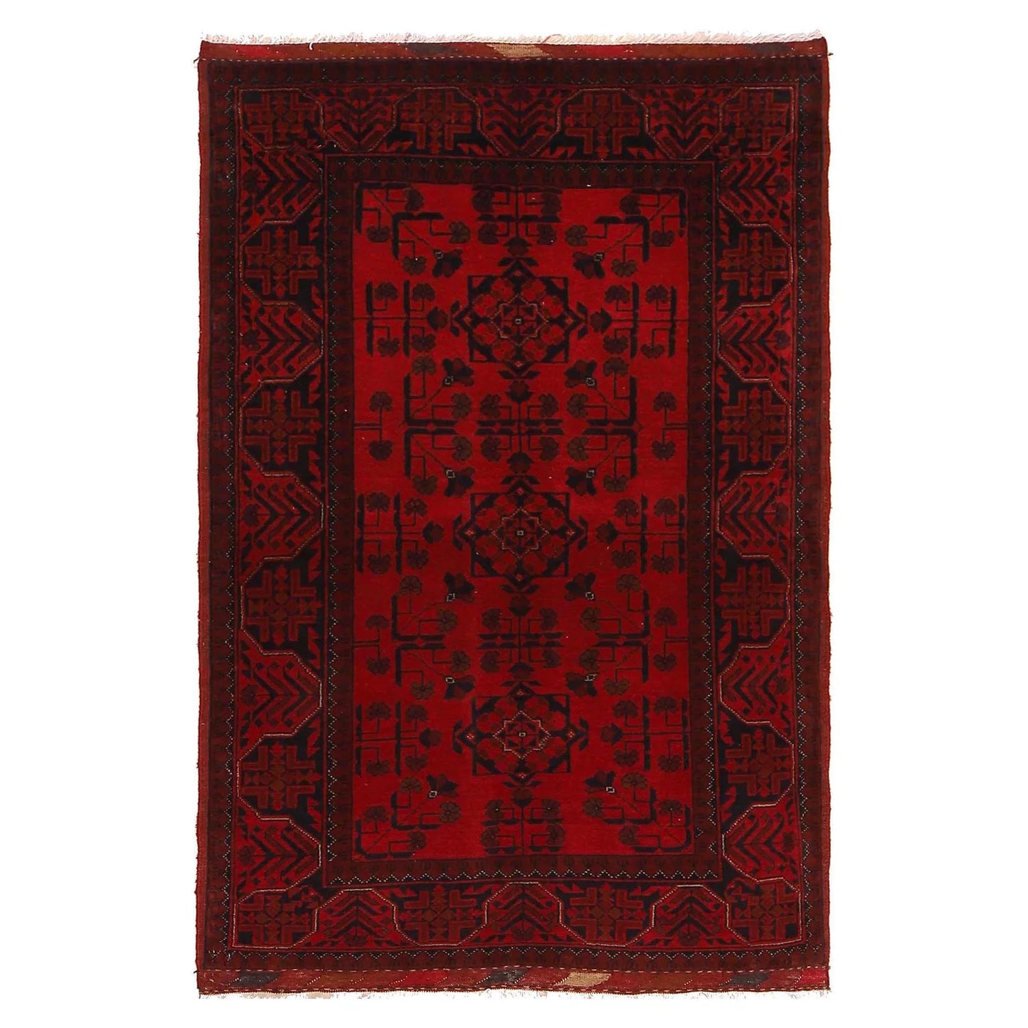 Red Khal Mohammadi Afghan Hand-knotted Rug (KM-426)