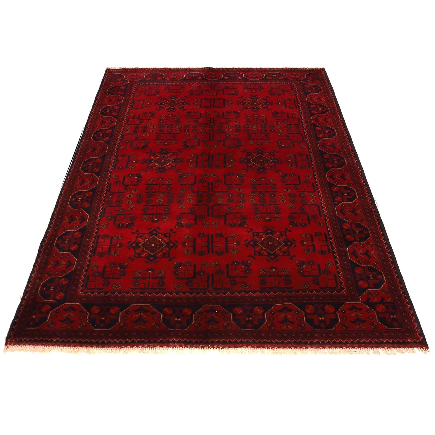 Red Khal Mohammadi Afghan Hand-knotted Rug (KM-413)