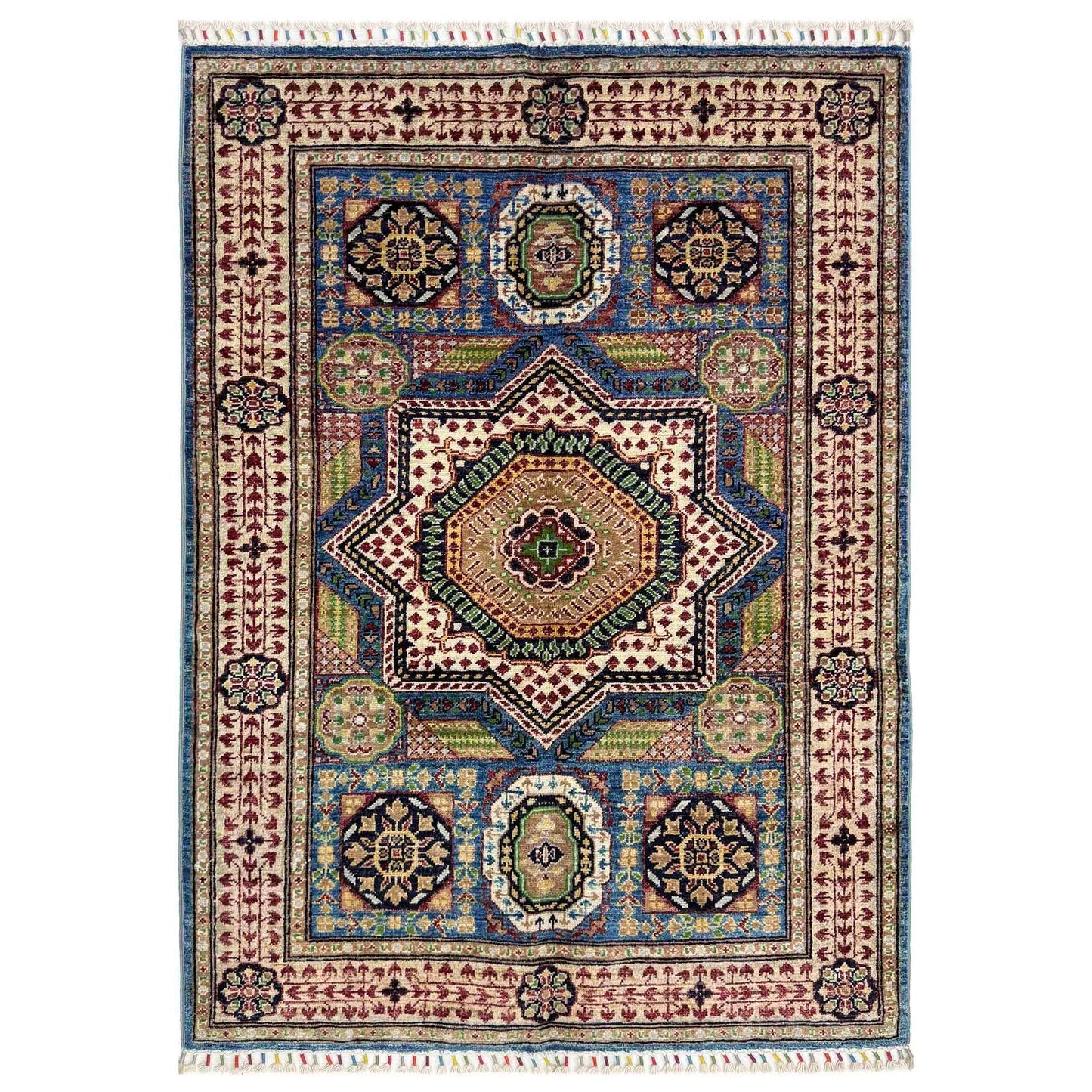 Multi Color  Mumluk Afghan Hand-knotted Rug (MM-122)