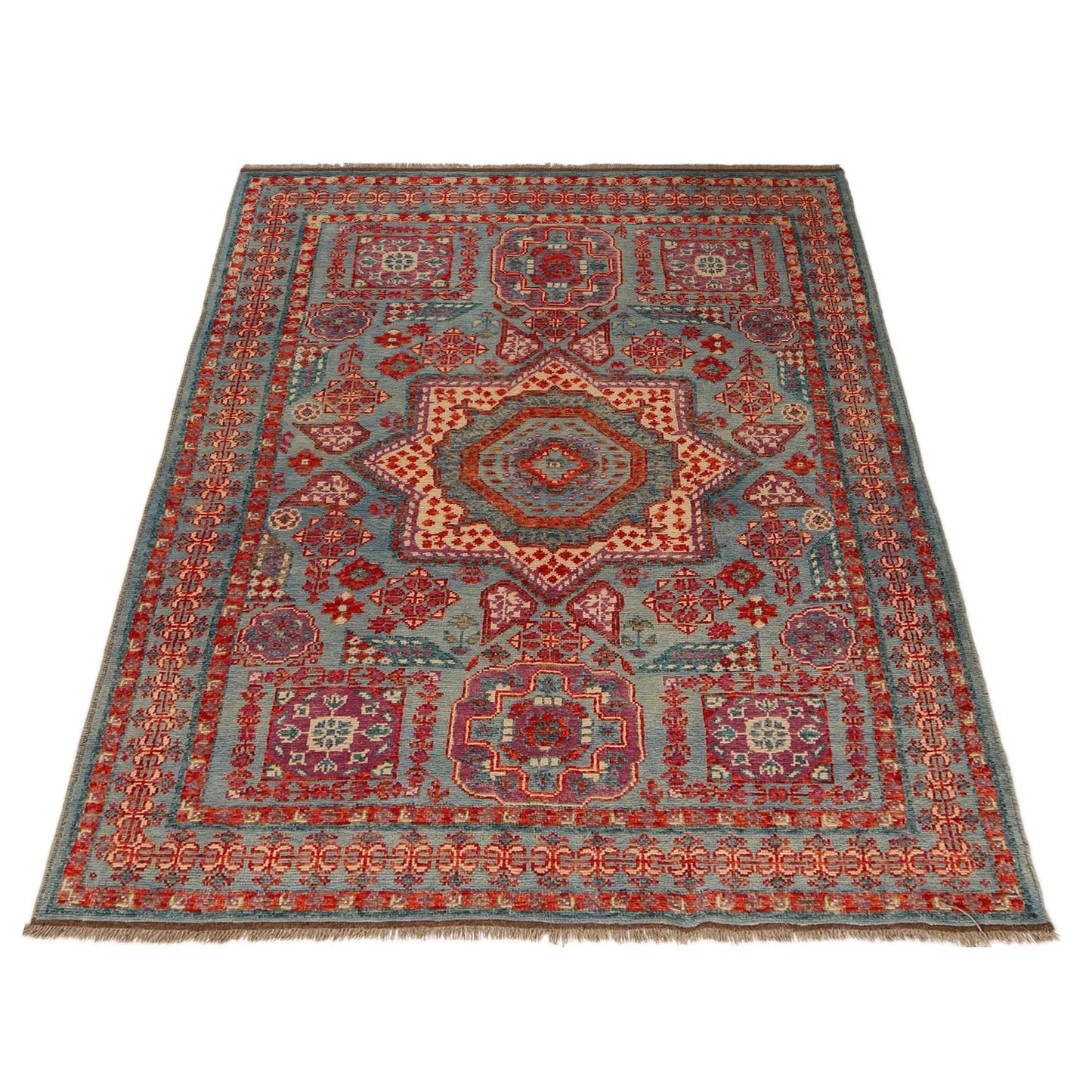 Blue Mumluk Afghan Hand-knotted Rug (MM-104)