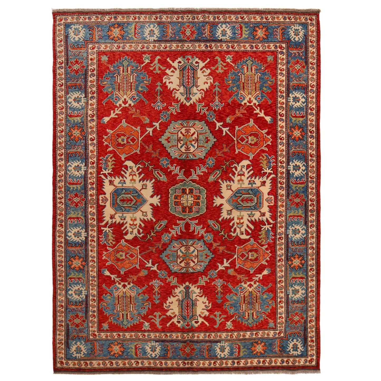 Red Oushak Afghan Hand-Knotted Rug (OK-604)