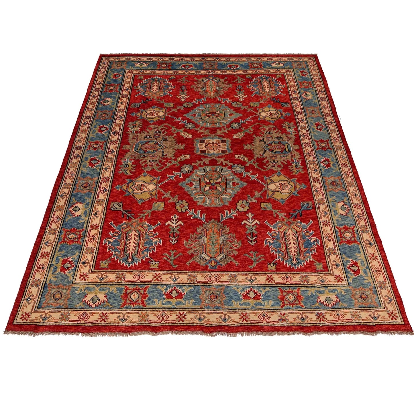 Red Oushak Afghan Hand-Knotted Rug (OK-603)