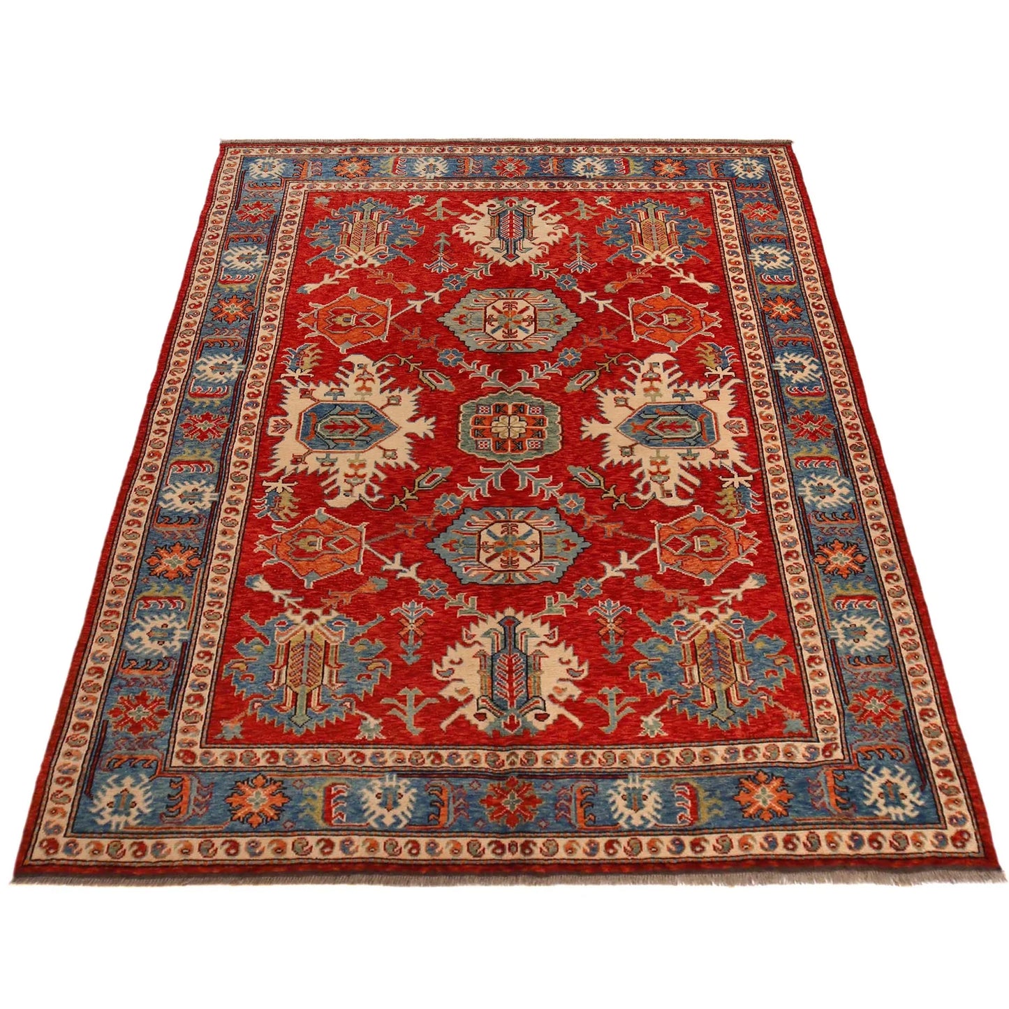 Red Oushak Afghan Hand-Knotted Rug (OK-604)