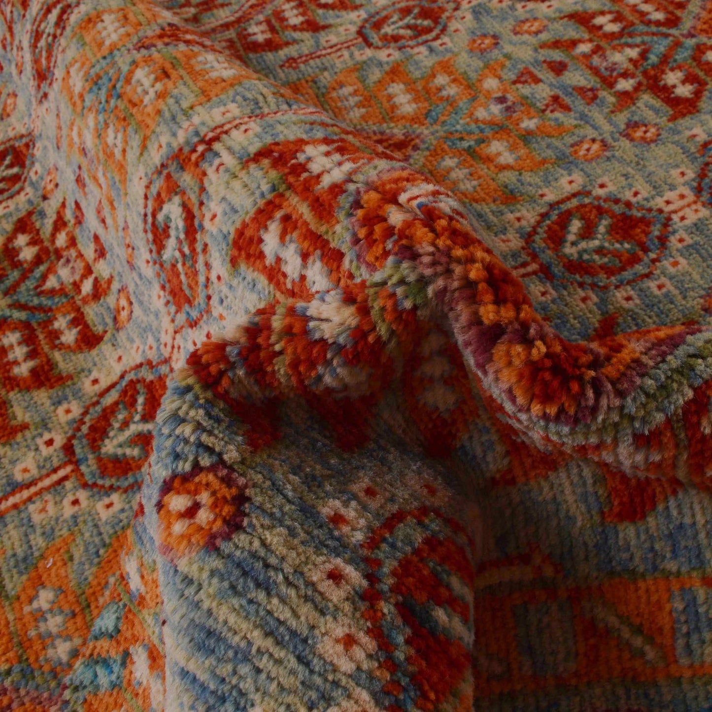 Multi Color Oushak Afghan Hand-Knotted Rug (OK-605)
