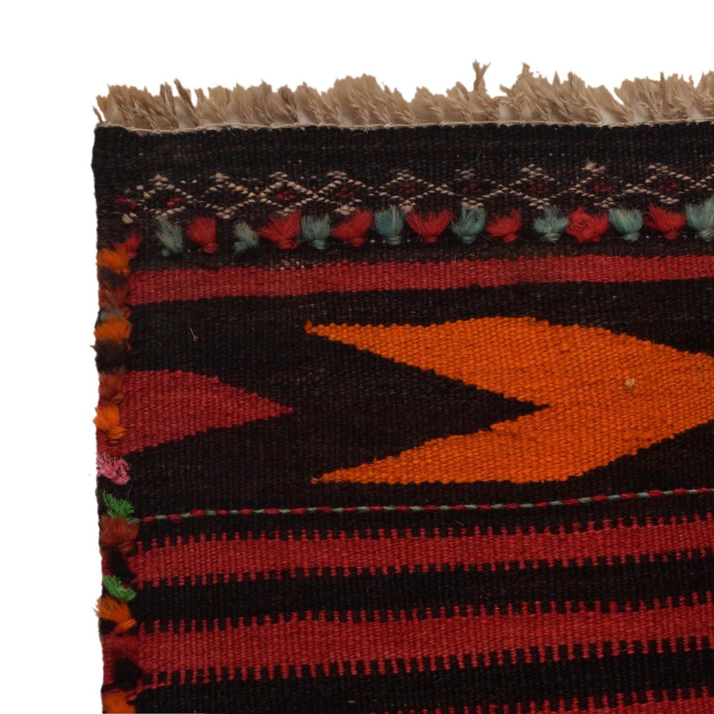 Red Afghan Hand-knotted kilim Runner (RK-4003)