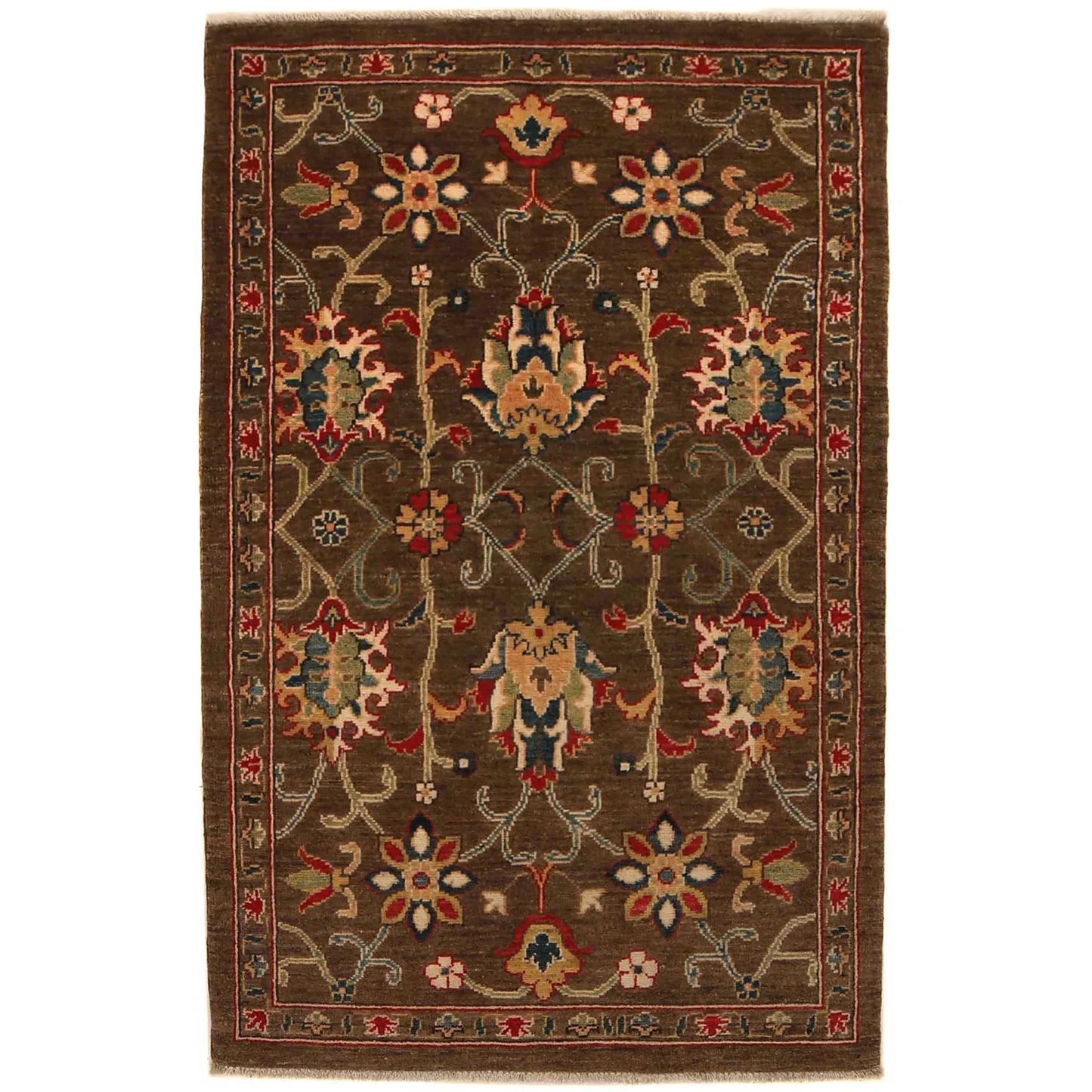 Brown Modern Sultani Afghan Hand-knotted Rug (ST-709)