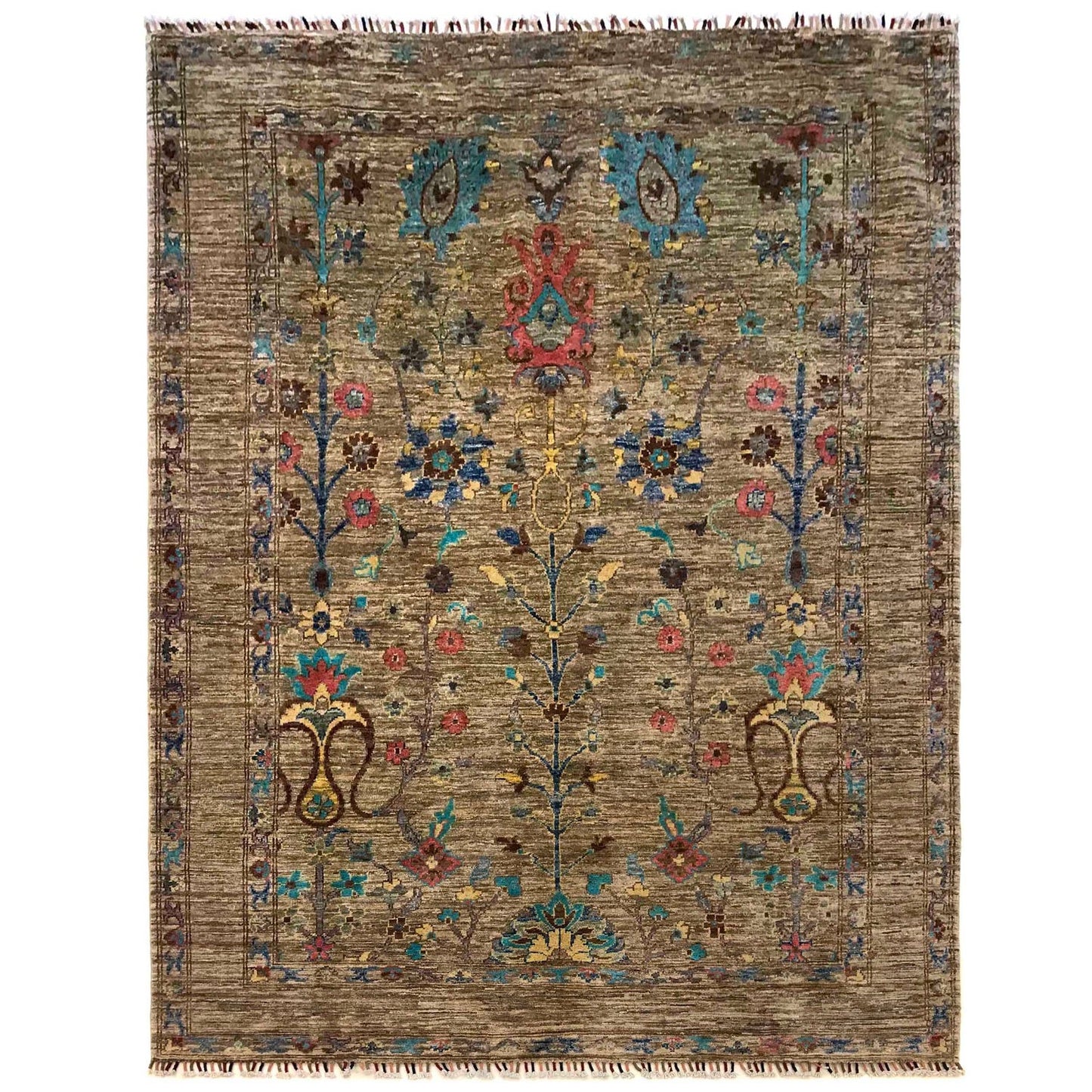 Grey Modern Sultani Afghan Hand-knotted Rug (ST-711)