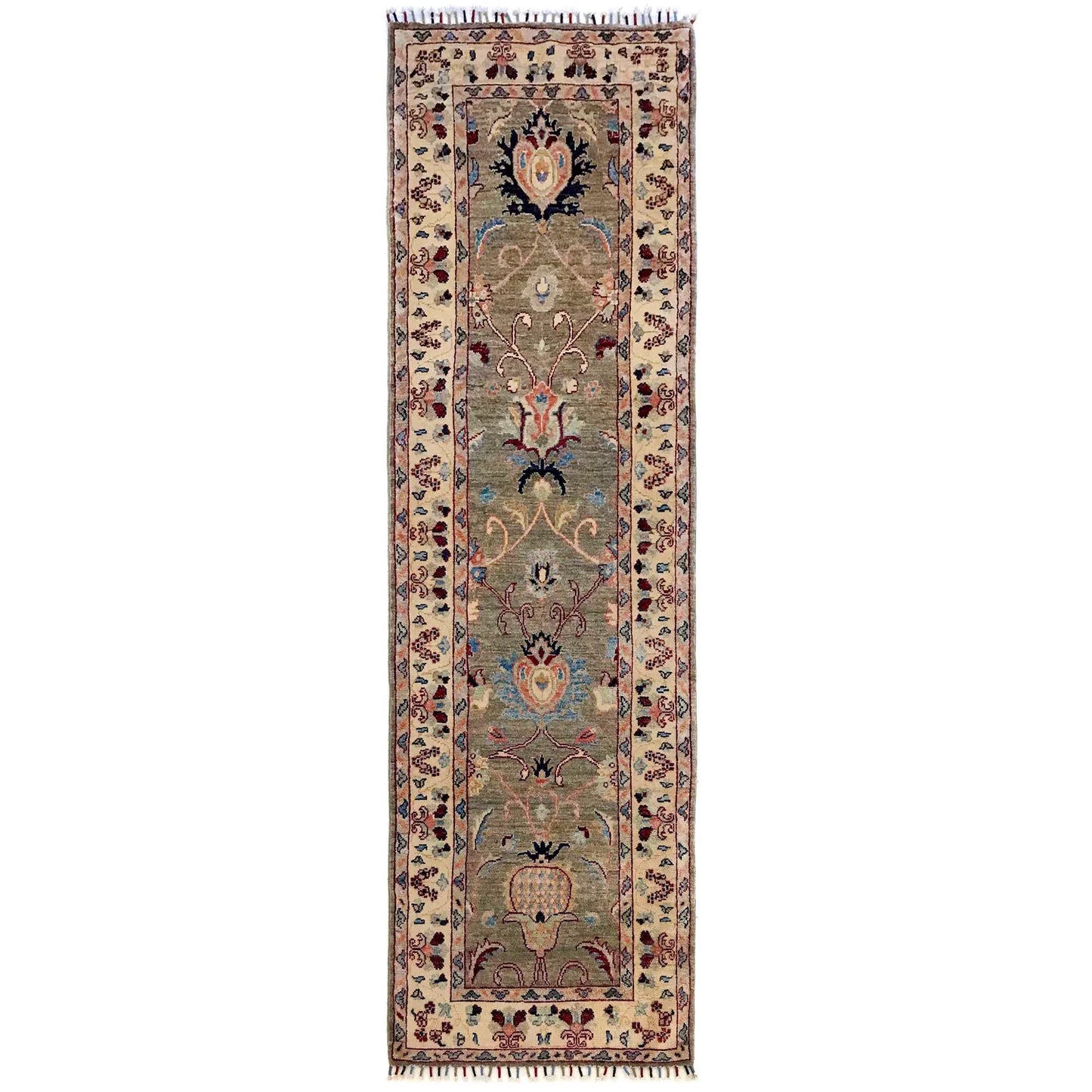 Grey Modern Sultani Afghan Hand-knotted Runner (ST-712)