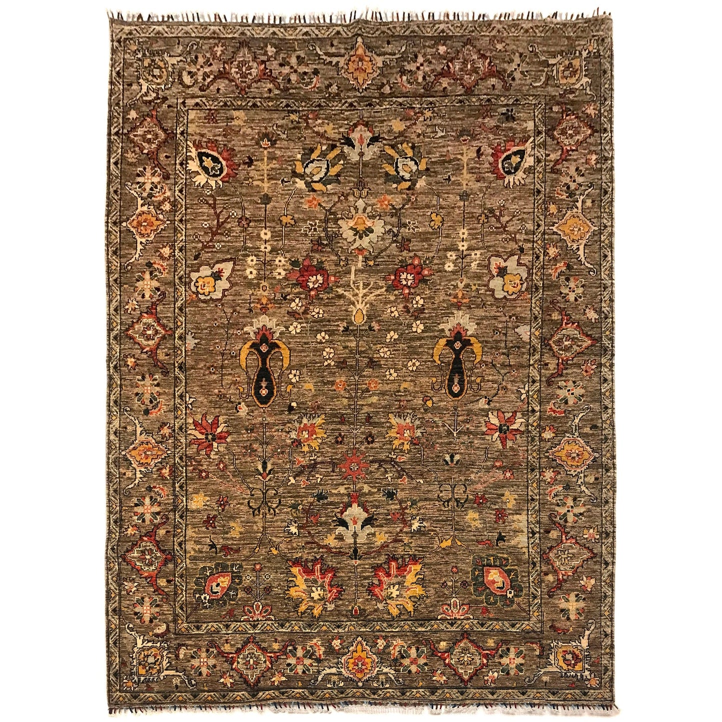 Brown Modern Sultani Afghan Hand-knotted Rug (ST-714)