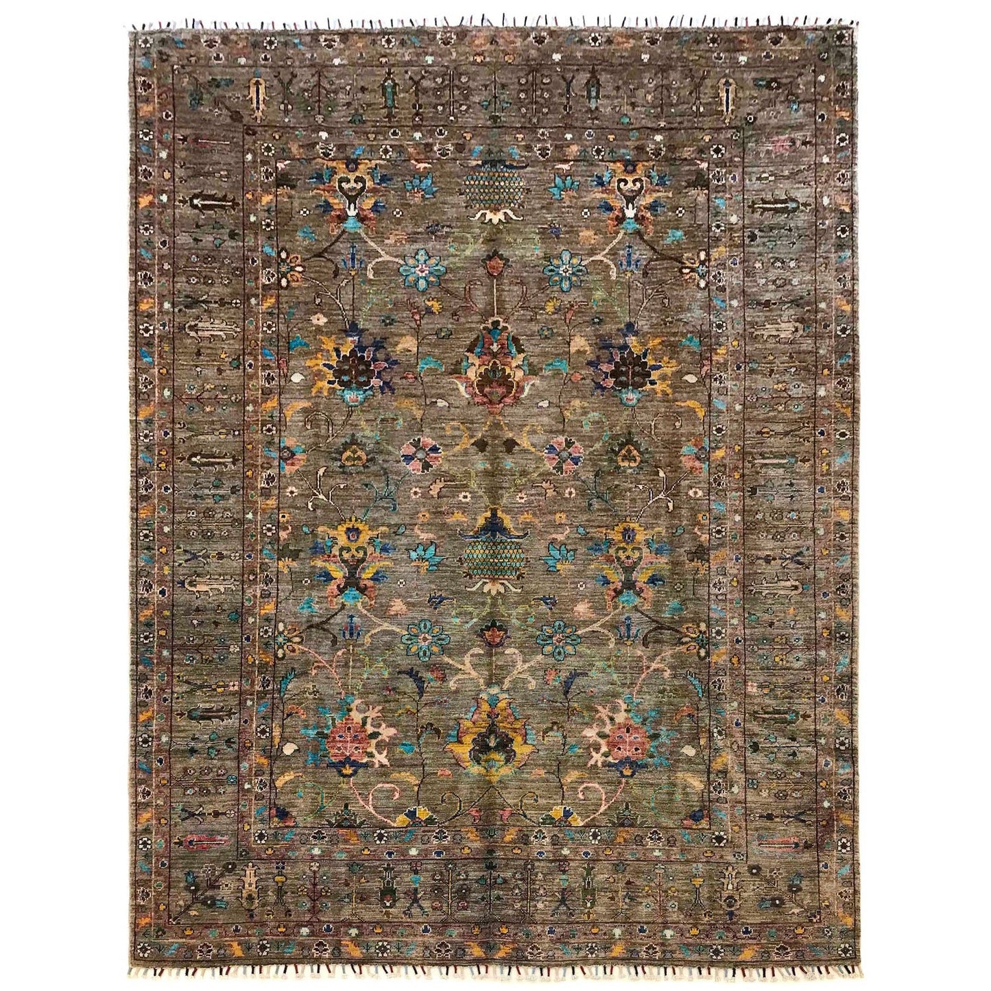 Grey Modern Sultani Afghan Hand-knotted Rug (ST-717)