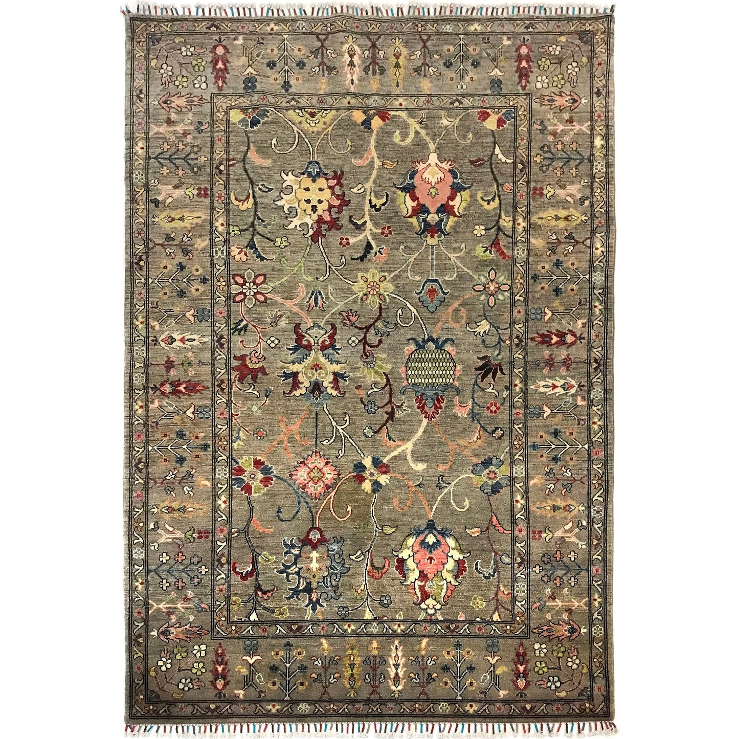 Grey Modern Sultani Afghan Hand-knotted Rug (ST-702)