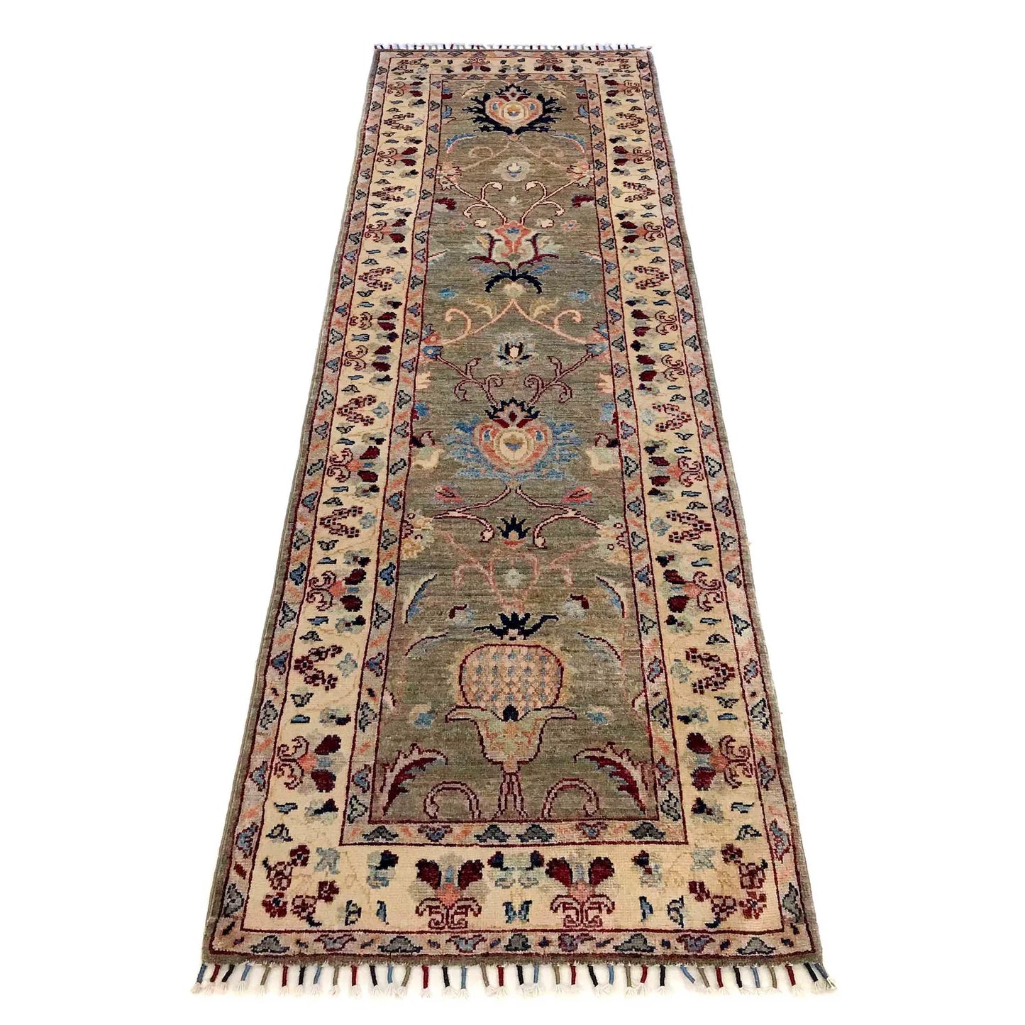 Grey Modern Sultani Afghan Hand-knotted Runner (ST-712)