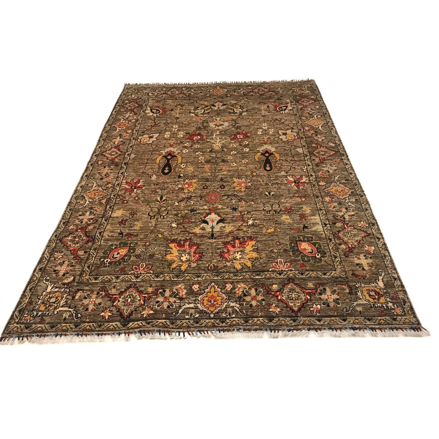 Brown Modern Sultani Afghan Hand-knotted Rug (ST-714)