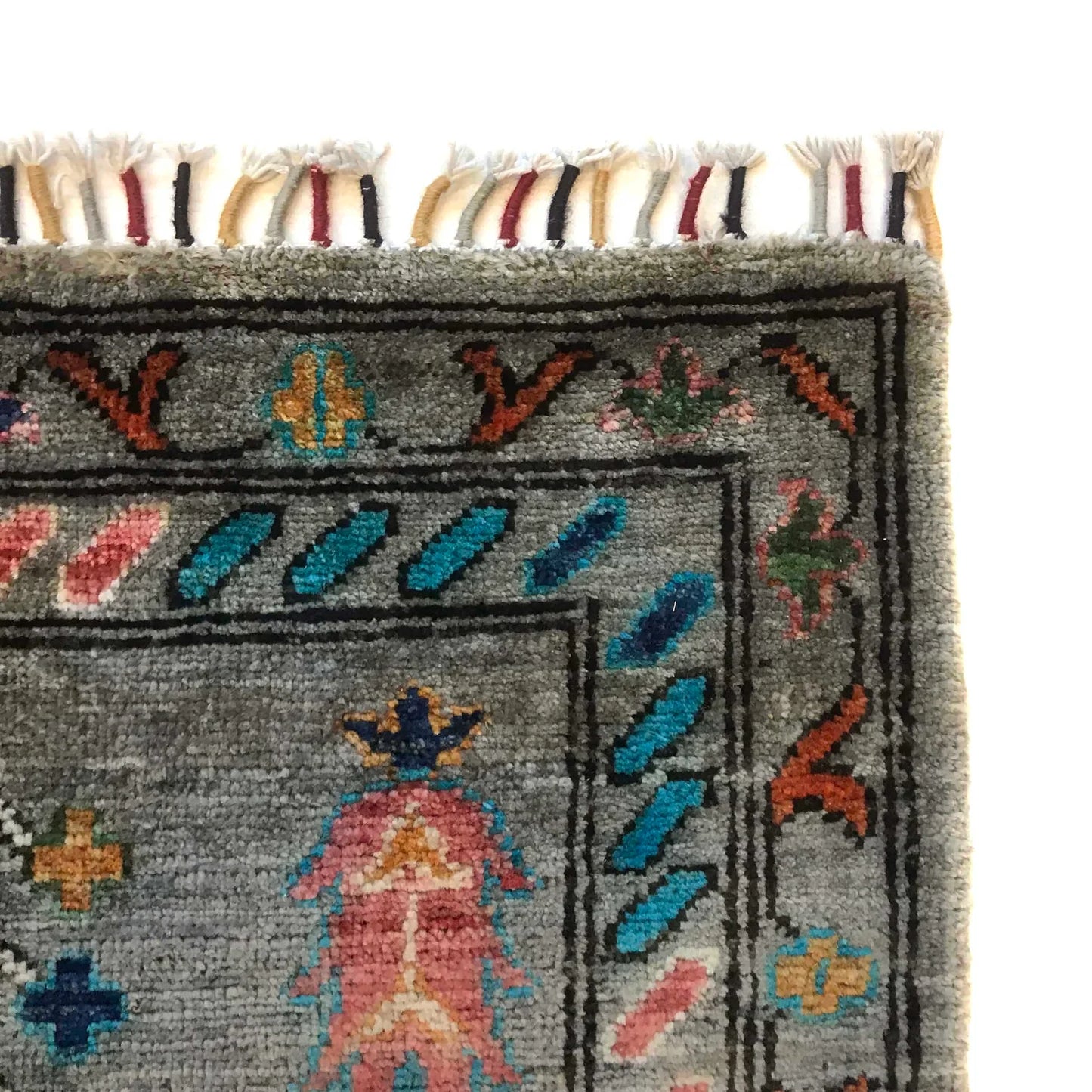 Grey Modern Sultani Afghan Hand-knotted Rug (ST-718)