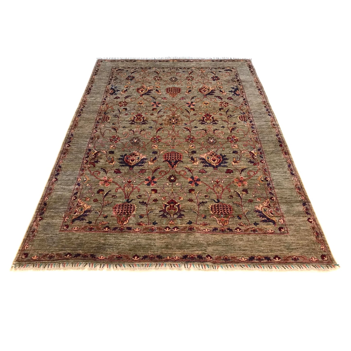 Grey Modern Sultani Afghan Hand-knotted Rug (ST-720)