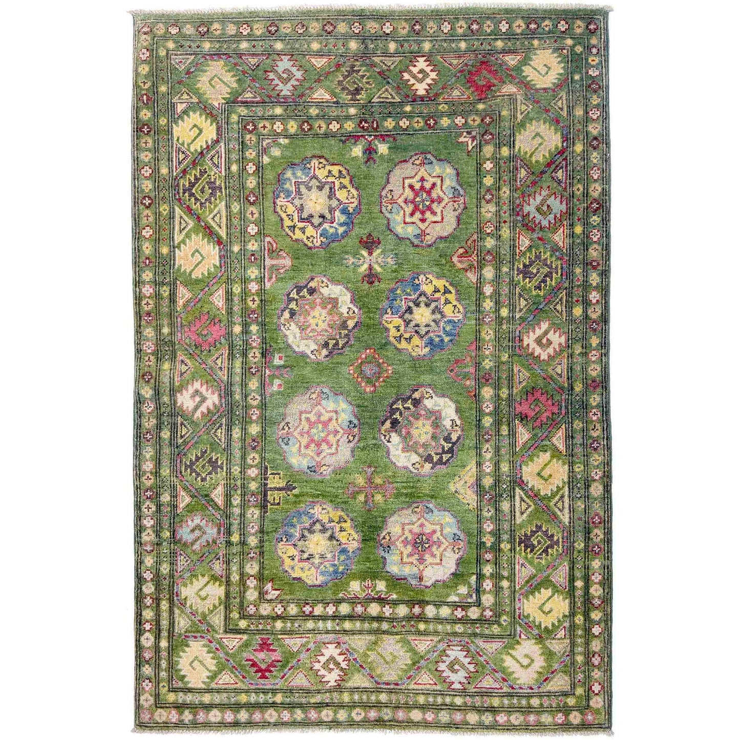 Green Waziri Afghan Hand-knotted Rug (WZ-1602)