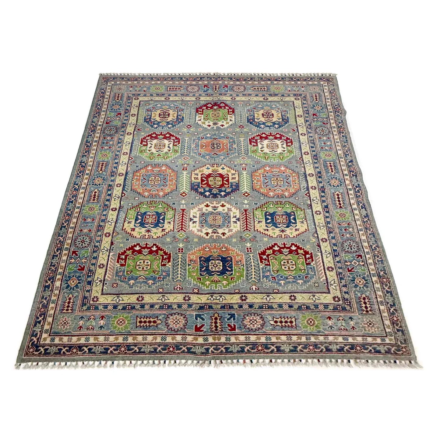 Multi Color Waziri Afghan Hand-knotted Rug (WZ-1601)