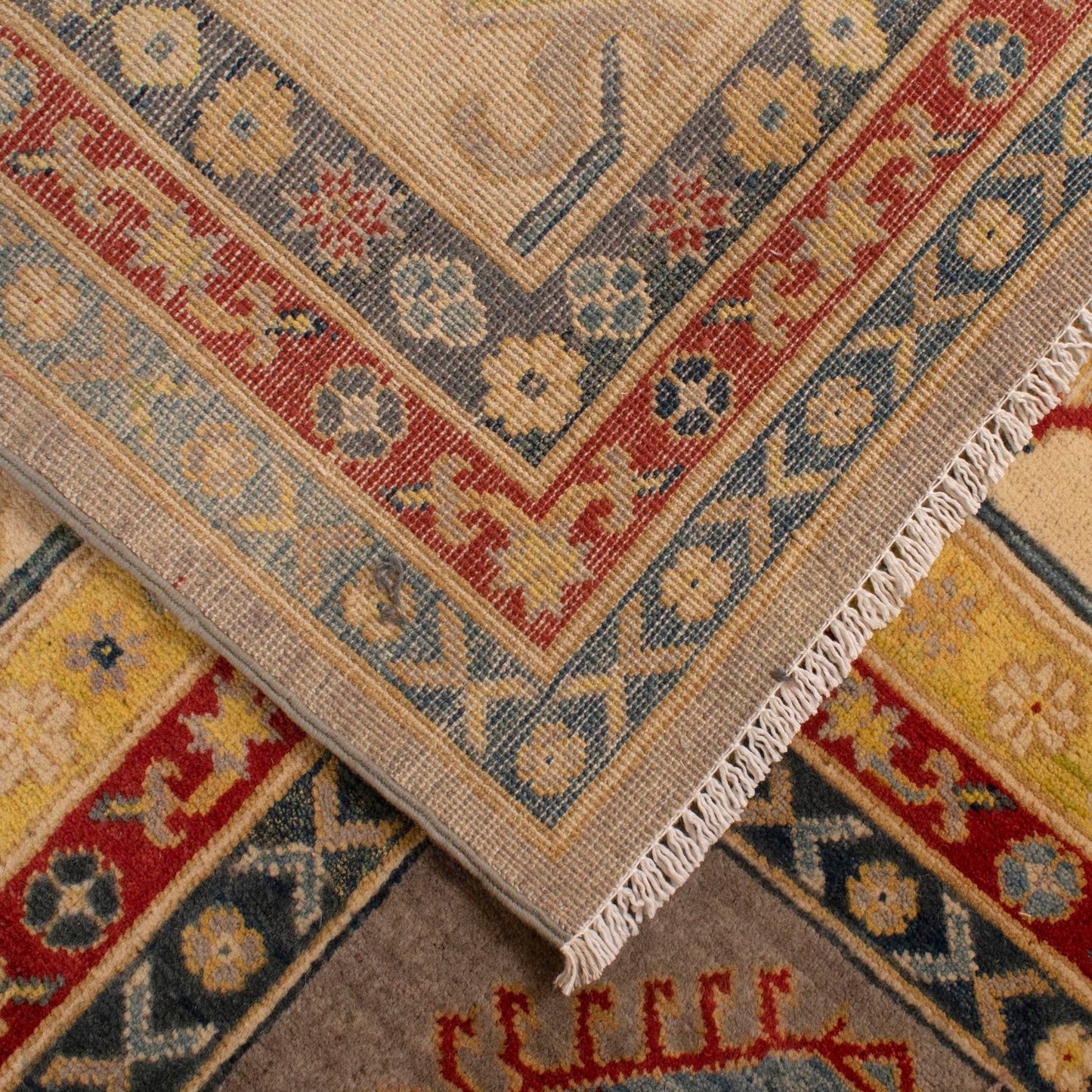 Grey Oriental Kazak Afghan Hand-knotted Rug (KK-201)