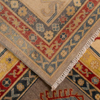Grey Oriental Kazak Afghan Hand-knotted Rug (KK-201)