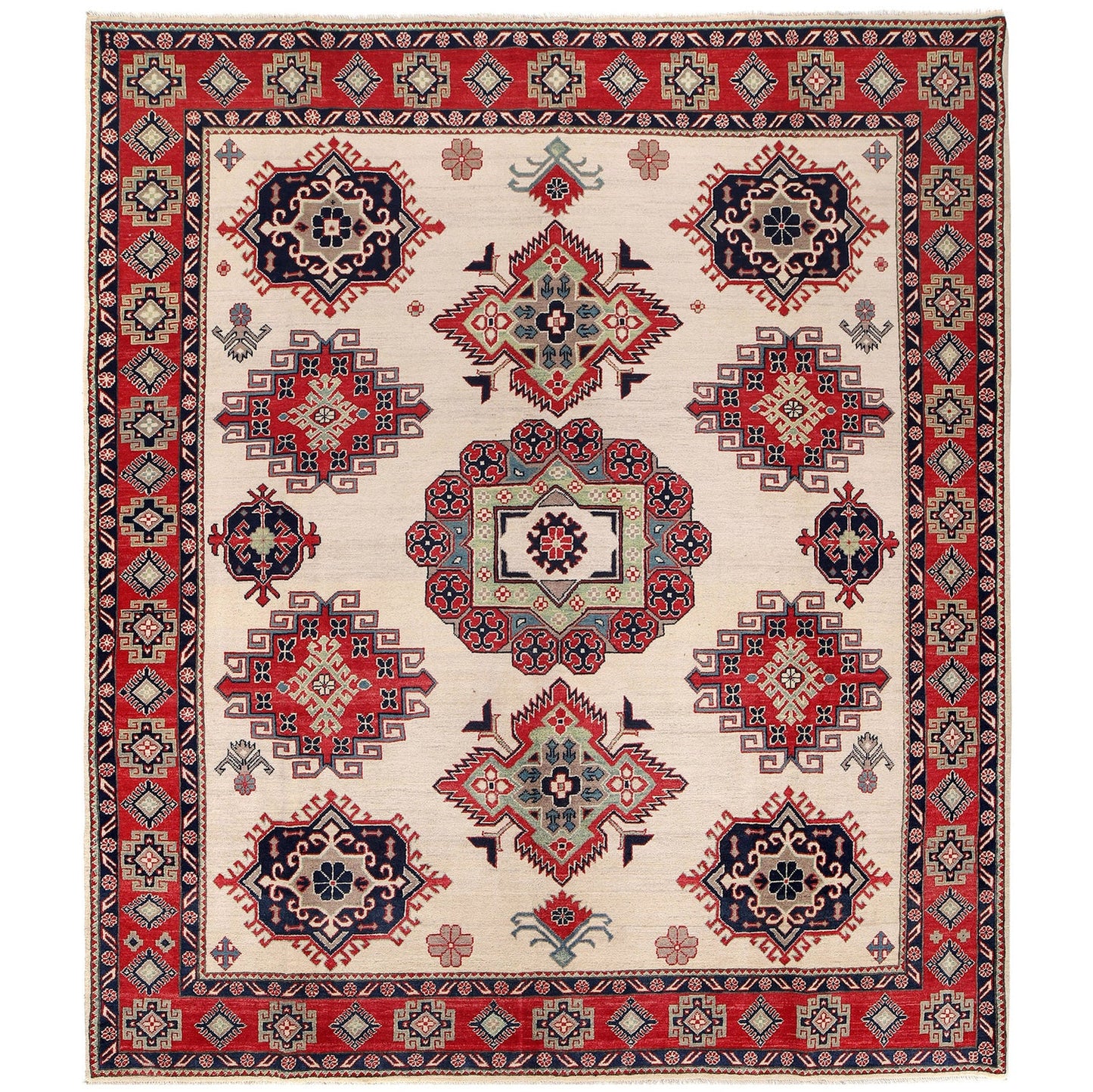 Ivory Oriental Kazak Afghan Hand-knotted Rug (KK-202)