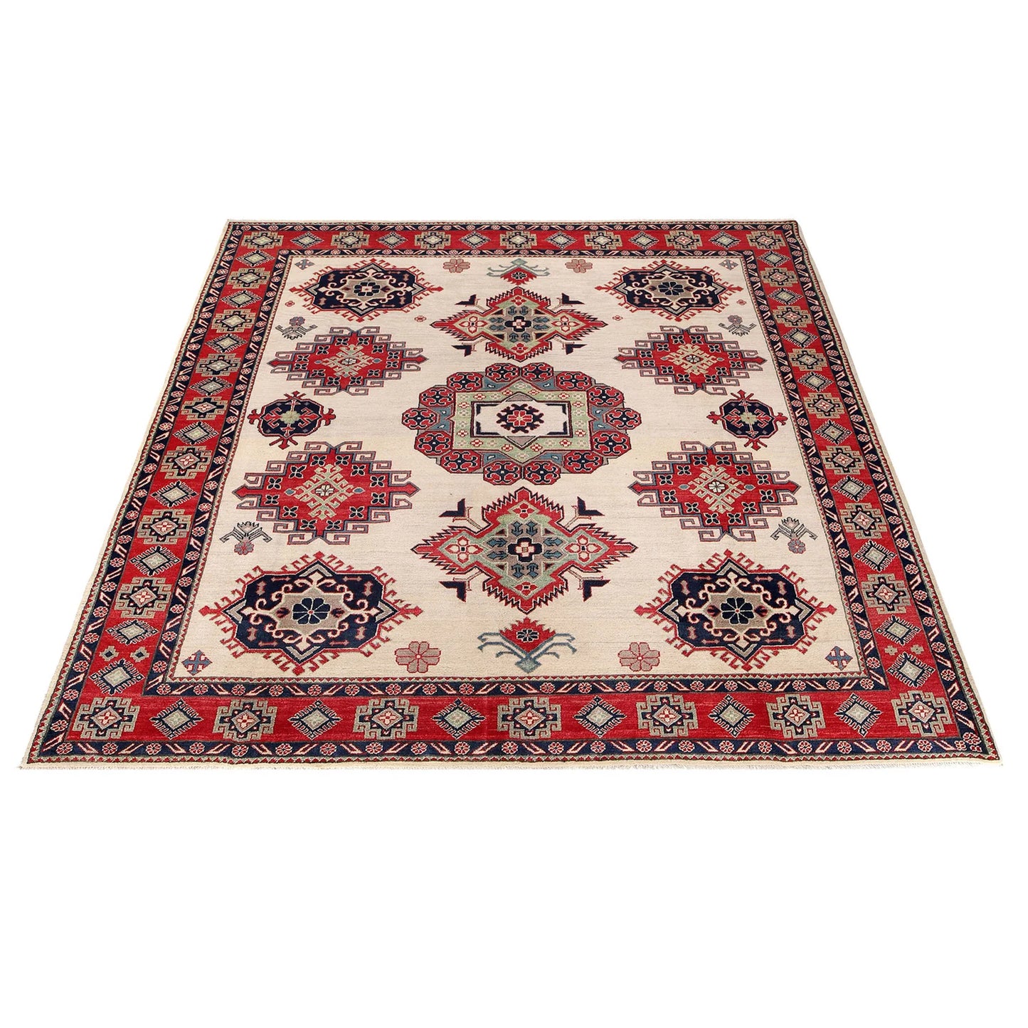 Ivory Oriental Kazak Afghan Hand-knotted Rug (KK-202)