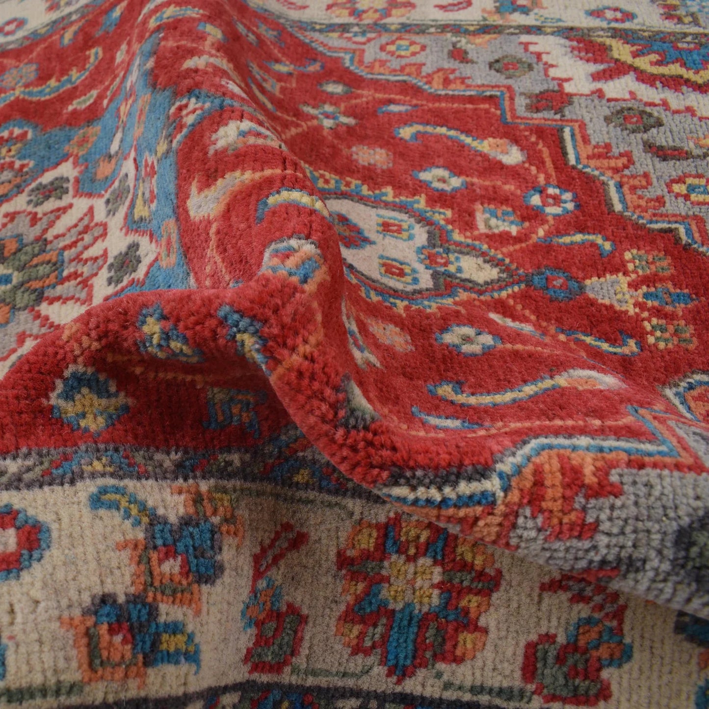 Red Oriental Kazak Afghan Hand-knotted Runner (KK-204)