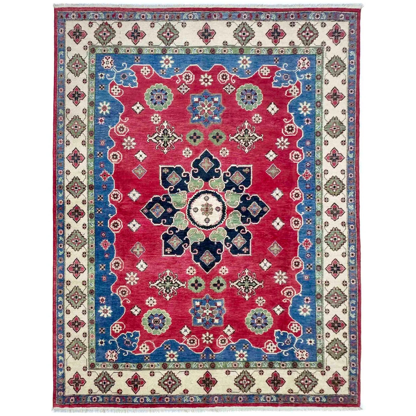 Red  Oriental Kazak Afghan Hand-knotted Rug (KK-269)
