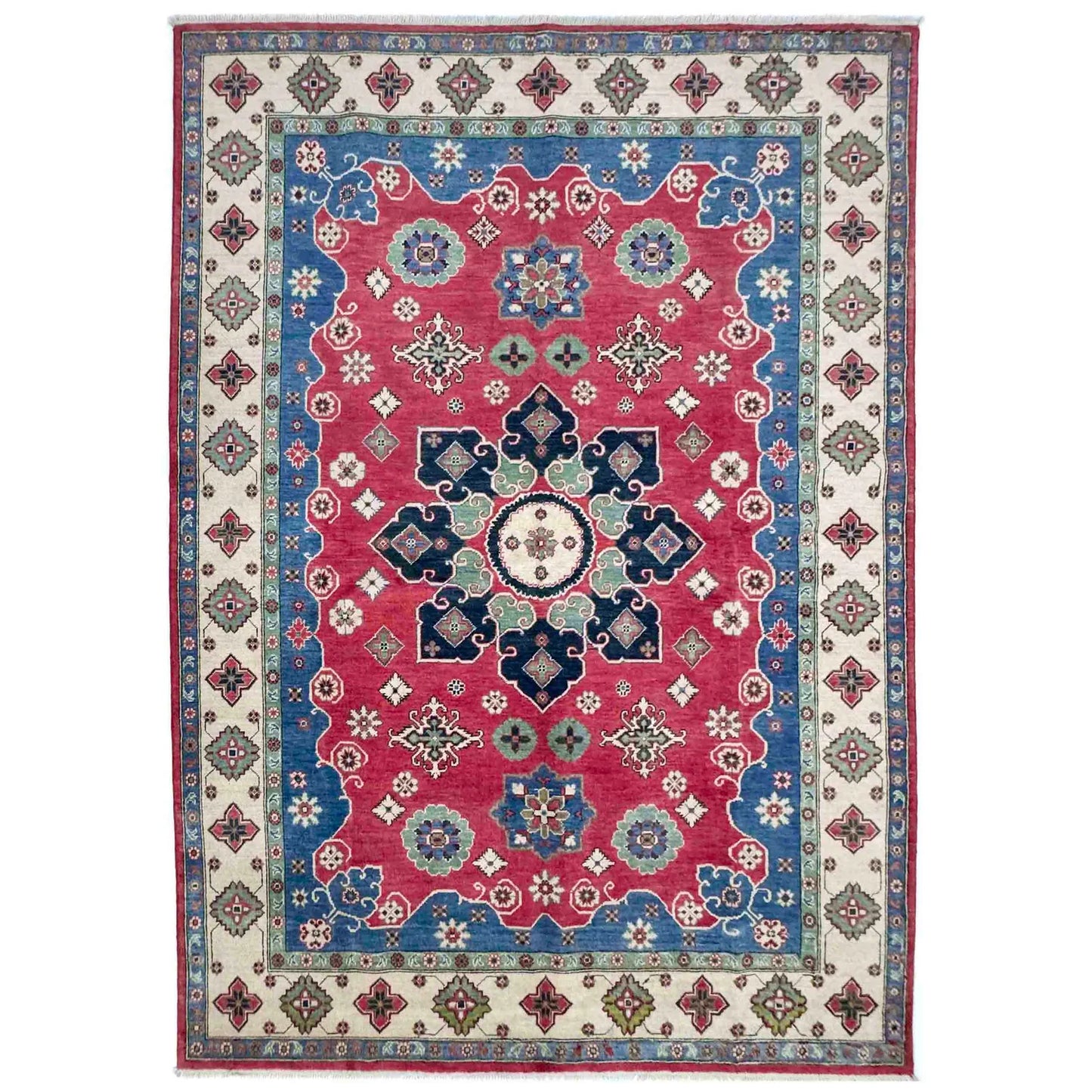 Red  Oriental Kazak Afghan Hand-knotted Rug (KK-270)