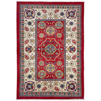 Red  Oriental Kazak Afghan Hand-knotted Rug (KK-271)