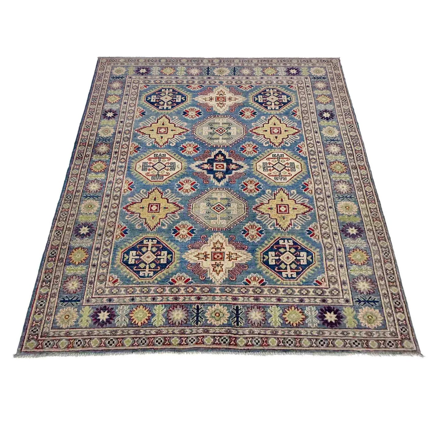 Blue  Oriental Kazak Afghan Hand-knotted Rug (KK-273)