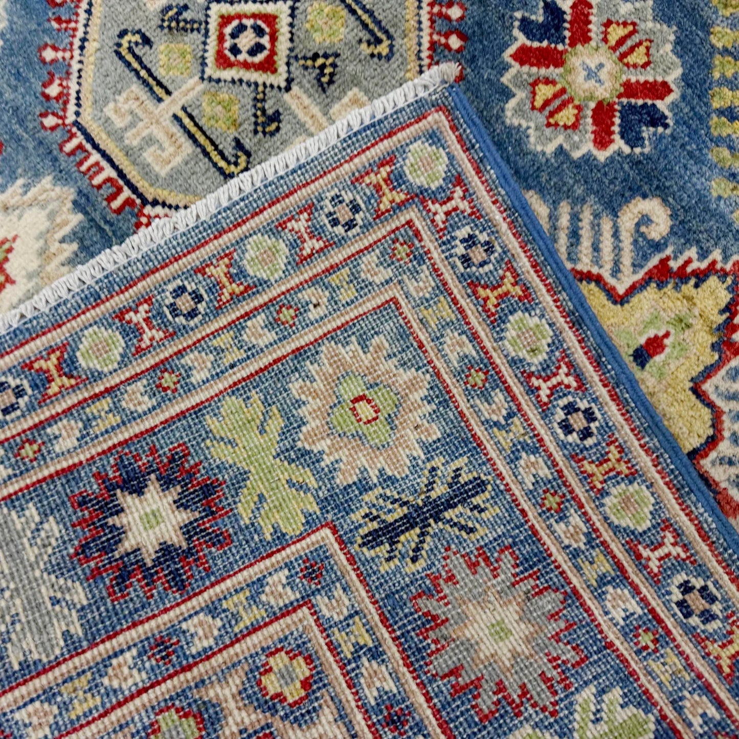 Blue  Oriental Kazak Afghan Hand-knotted Rug (KK-273)