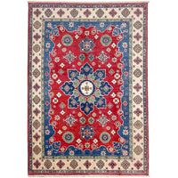 Red  Oriental Kazak Afghan Hand-knotted Rug (KK-274)