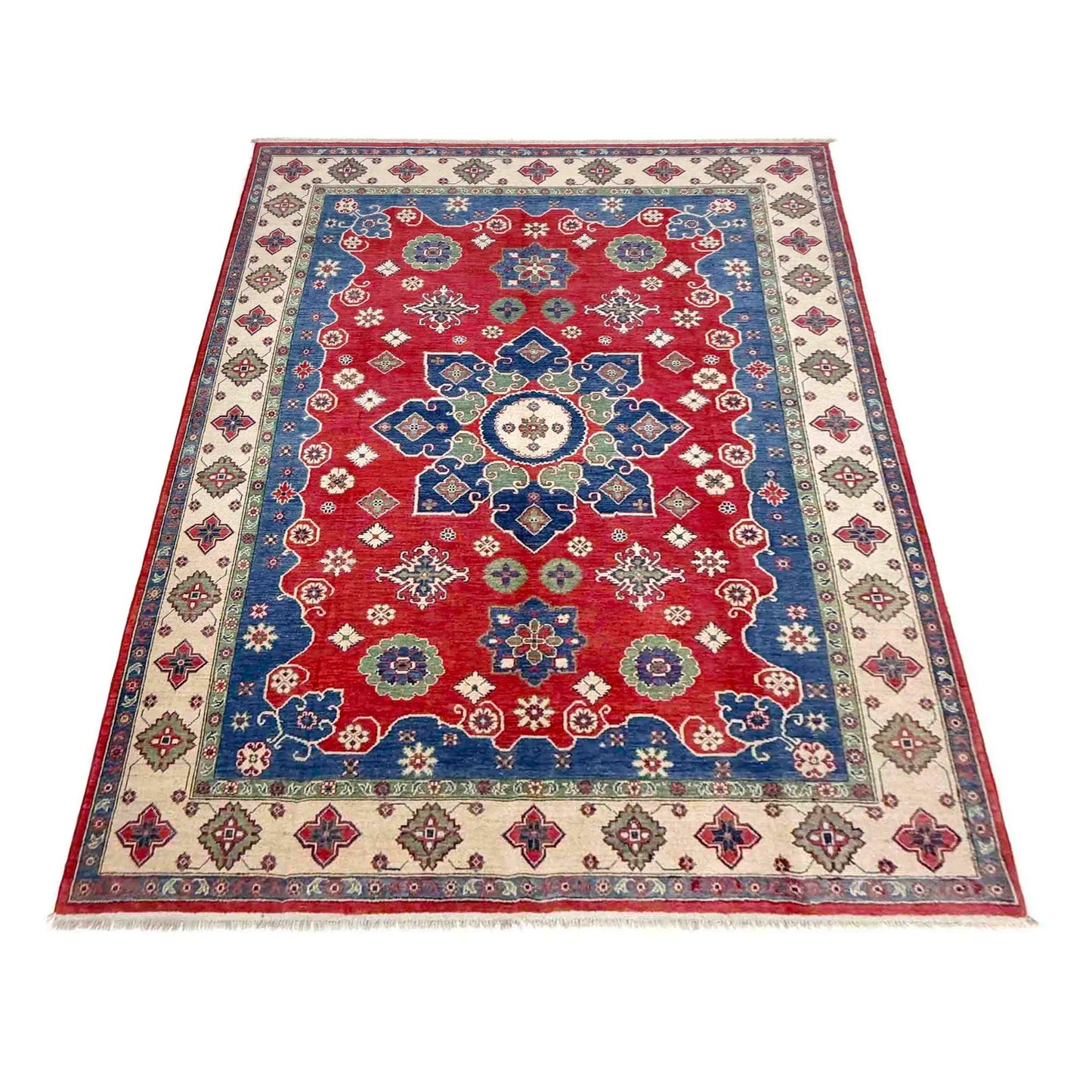 Red  Oriental Kazak Afghan Hand-knotted Rug (KK-274)