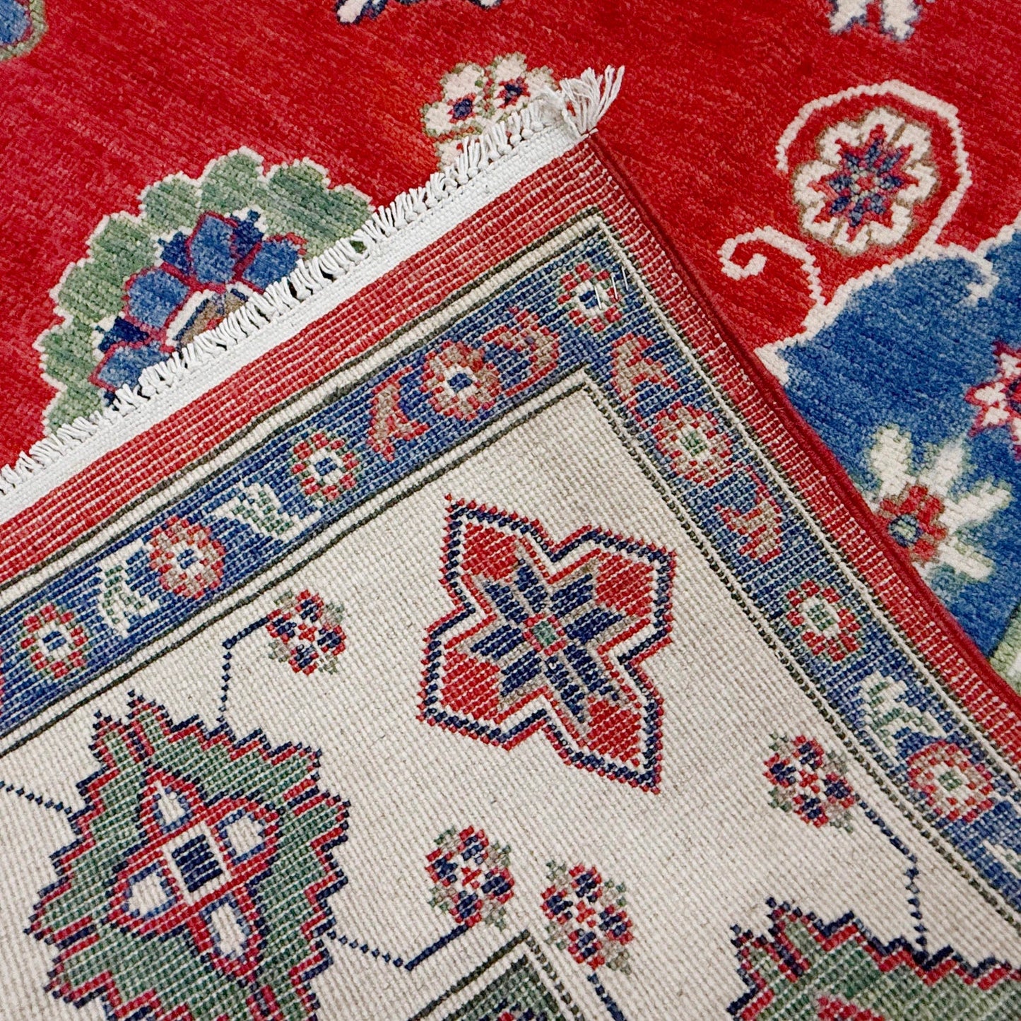 Red  Oriental Kazak Afghan Hand-knotted Rug (KK-274)