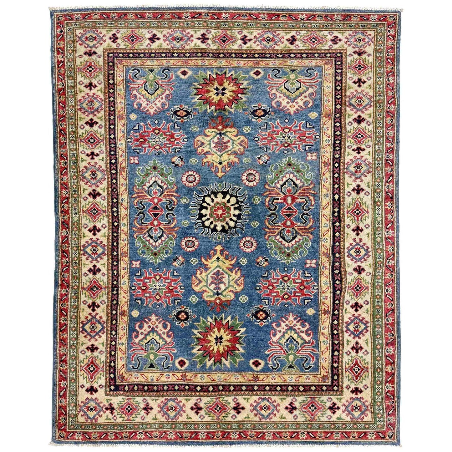 Blue  Oriental Kazak Afghan Hand-knotted Rug (KK-275)