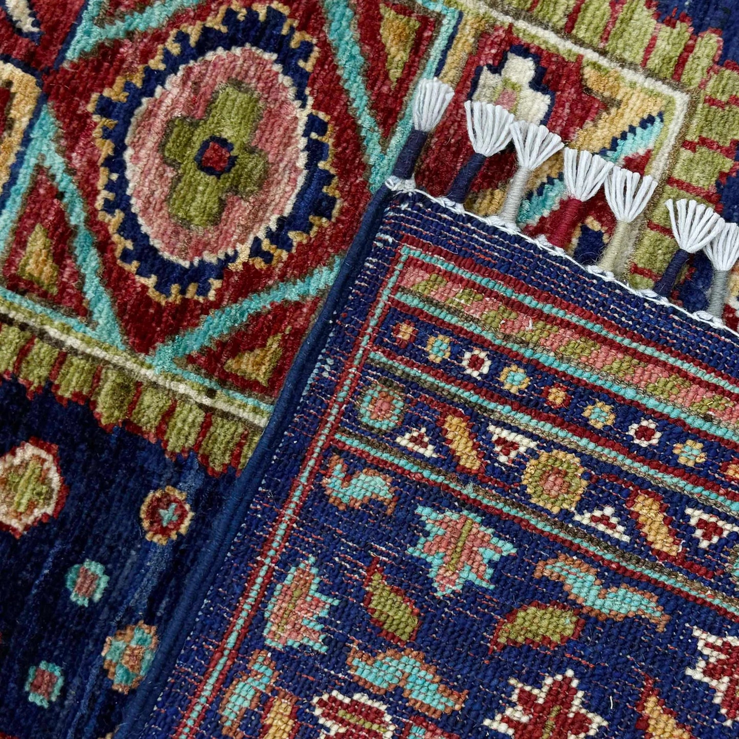 Multi color Super Fine Kazak Afghan Hand-knotted Rug (KK-276)