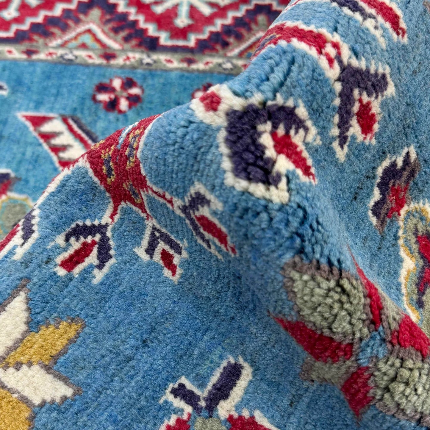 Blue  Oriental Kazak Afghan Hand-knotted Rug (KK-268)