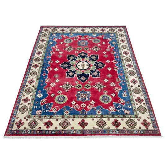Red  Oriental Kazak Afghan Hand-knotted Rug (KK-269)