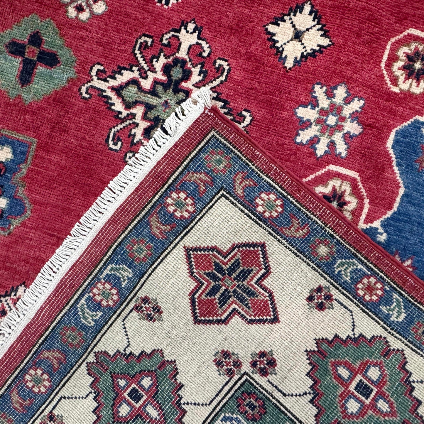 Red  Oriental Kazak Afghan Hand-knotted Rug (KK-270)