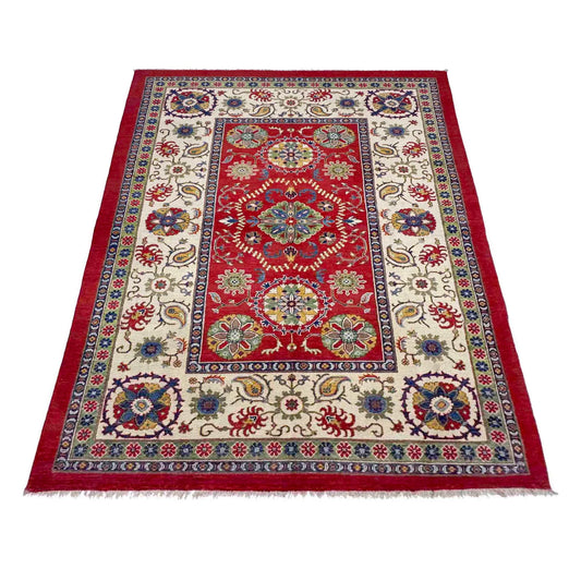 Red  Oriental Kazak Afghan Hand-knotted Rug (KK-271)